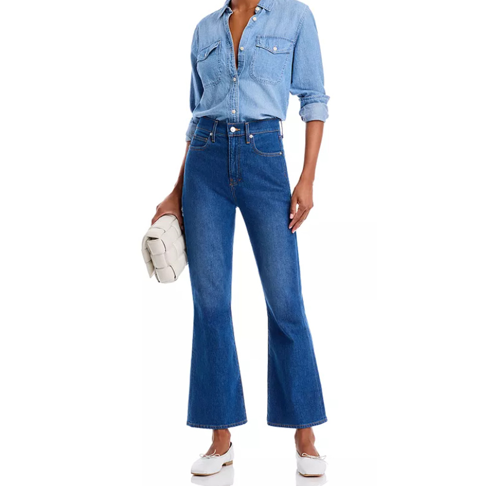 VERONICA BEARD WOMENS SIZE 27 CARSON HIGH RISE ANKLE FLARE BLUE JEANS - Picture 2 of 14